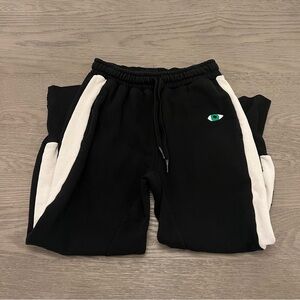 nununu Black Joggers with White Side Stripes